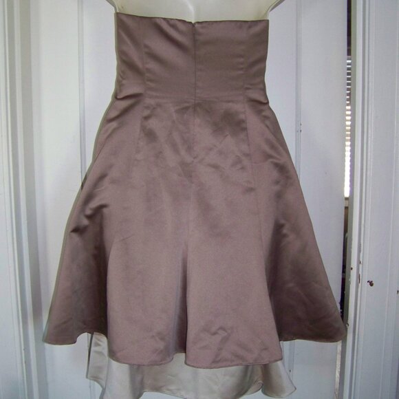 David Bridal Tan Strapless Brides Maid or Prom Dress Includes cream colored slip - Picture 6 of 10